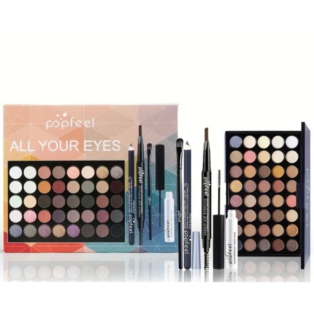 40 colors Eyeshadow Palette Set with Matching Brushes, Complete Eye Makeup Set